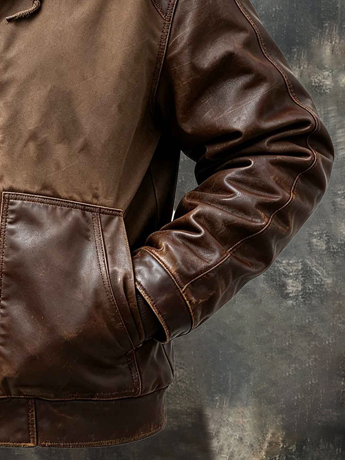 Men's Retro Faux Leather and Plush Warm Jacket