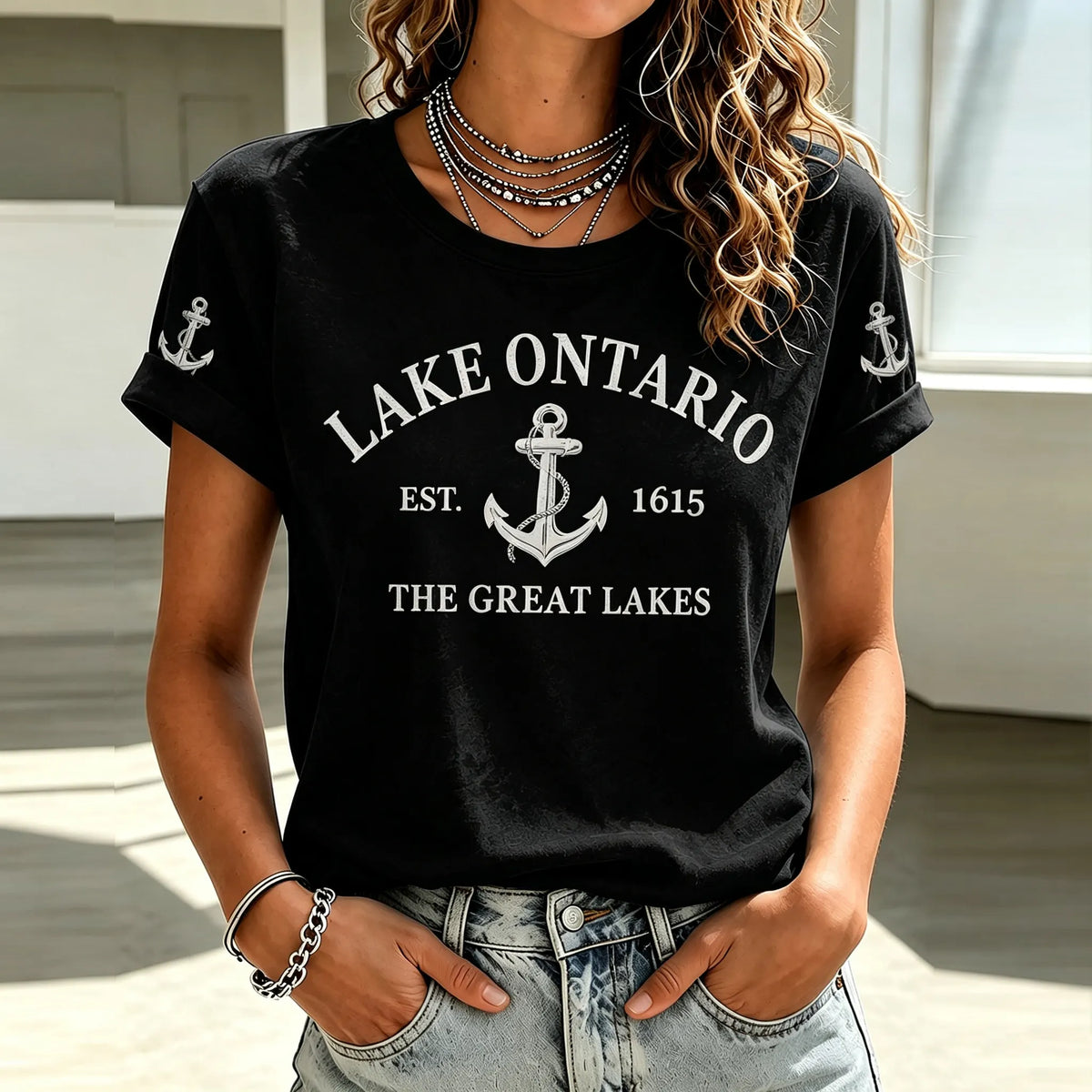 Lake Ontario 1615 Printed Women's Crew Neck T-shirt