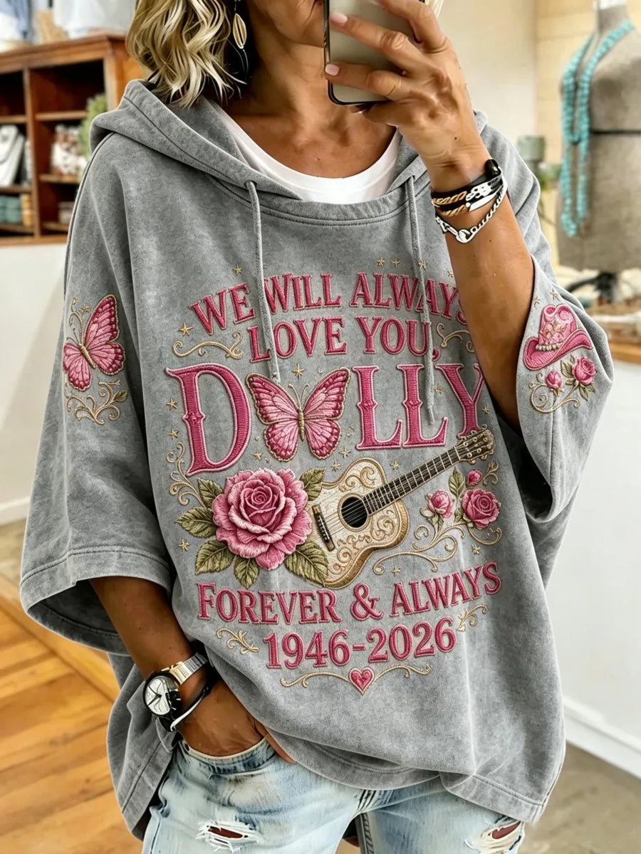 Women'S Commemorative Print Casual Hooded Sweatshirt