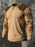 Men's Vintage Camo DD-214 Long-Sleeve Henley T-Shirt