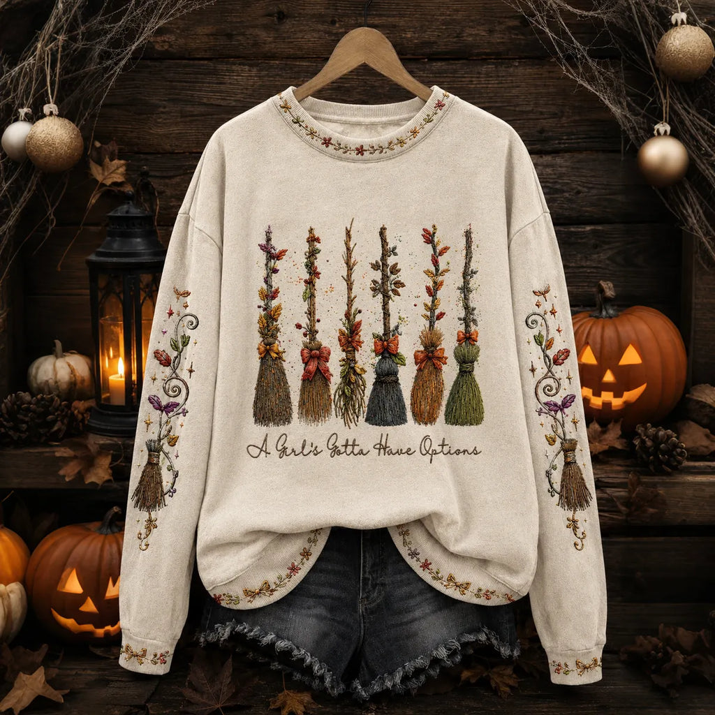 Women's Halloween Art Print Casual Sweatshirt