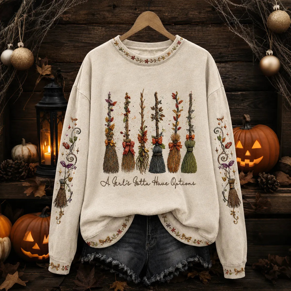 Women's Halloween Art Print Casual Sweatshirt