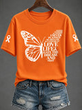 Women's Leukemia Awareness Printed Casual T-Shirt
