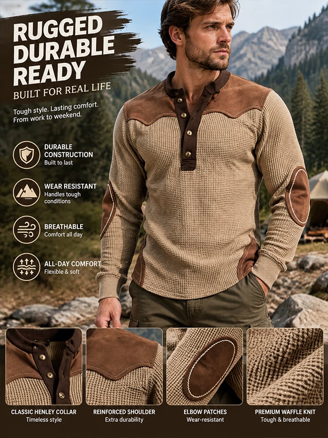 Men's Vintage-Style Comfortable Waffle-Knit T-Shirt
