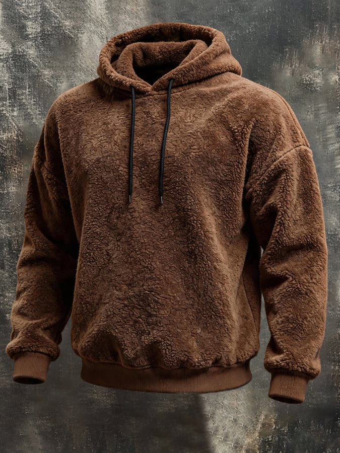 Men's Retro Warm Coral Fleece Hoodie