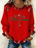 Women's Merry Christmas Patchwork Casual Sweatshirt