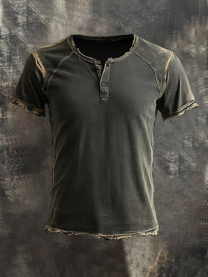 Men's Vintage Washed Distressed Short Sleeve T-Shirt