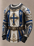 Men's Vintage "Faith Knight" Armor Graphic Casual Sweatshirt