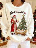Women's Casual Christmas Print Knit Sweatshirt