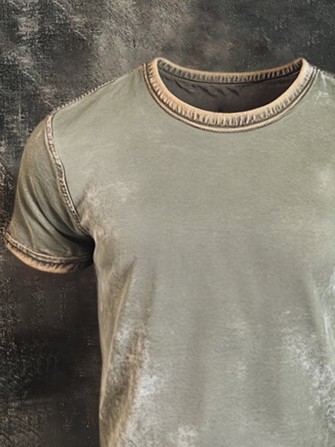 Men's retro-style round-neck short-sleeved T-shirt