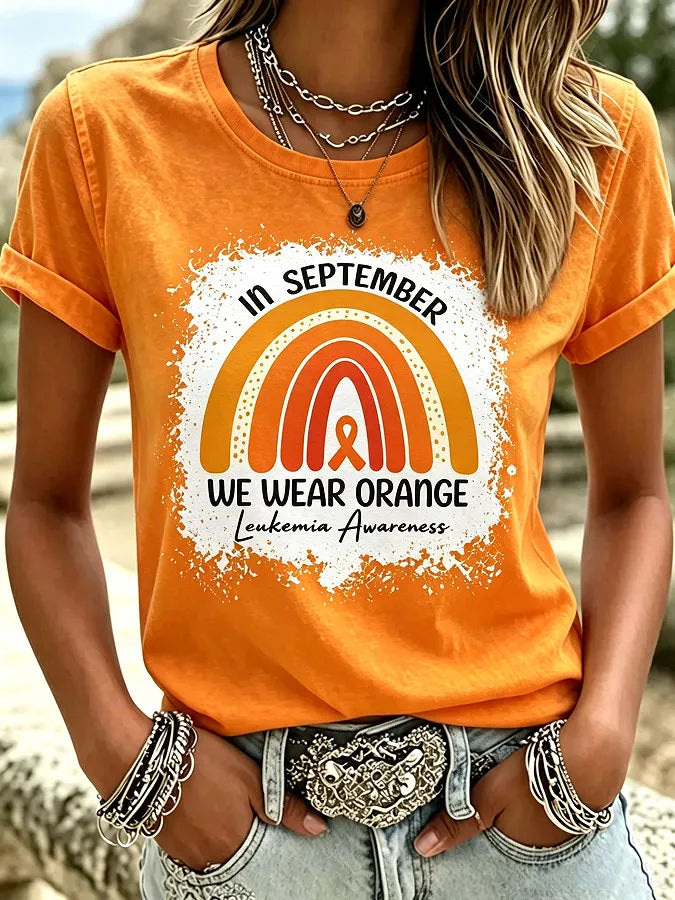 Women's Leukemia Awareness Print Casual T-Shirt