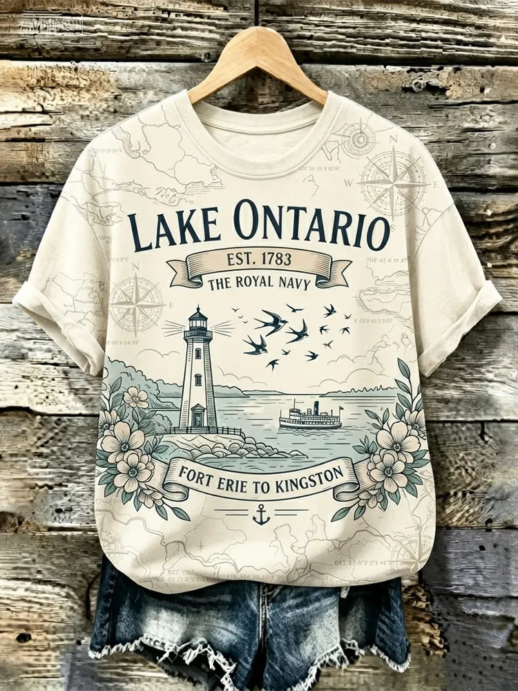 Women's Cream Short Sleeve Tee - Discoverer's Route & Sailing