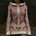 Vintage Halloween Anatomy And Rose Art Knit Hooded Sweater