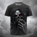 Men's Halloween Dark Skull Print Crew Neck Short Sleeve T-shirt
