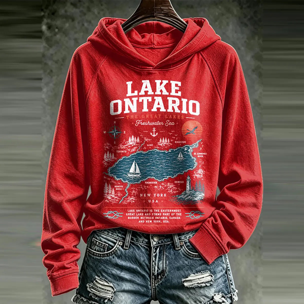Women's Lake Ontario Printed Casual Hoodie