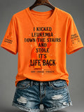 Women'S Casual Leukemia Awareness Print Short-Sleeve T-Shirt
