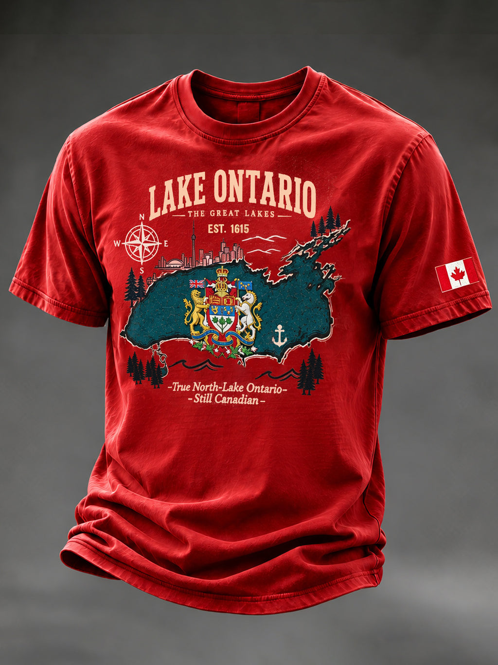 Men's Retro Lake Ontario Still Canadian Printed T-shirt