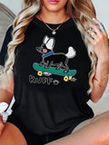 Cute Skater Dog Graphic T-Shirt