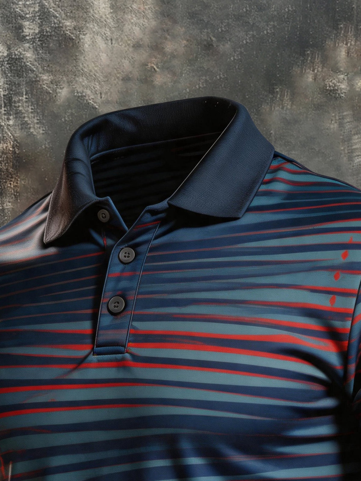 Men's Retro Color-Block Long-Sleeve Polo Shirt