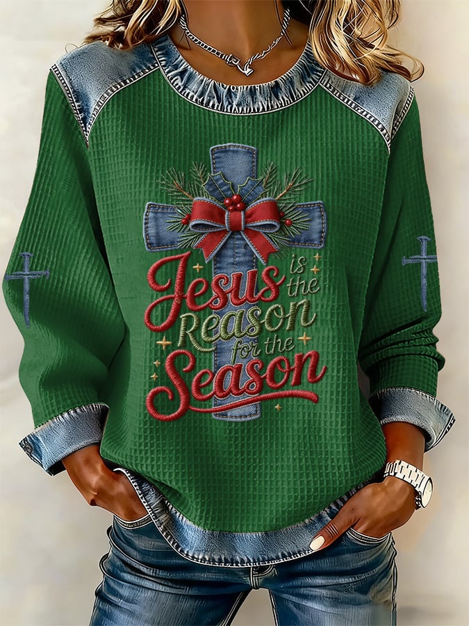 Women's casual Christmas Jesus seasonal sweatshirt