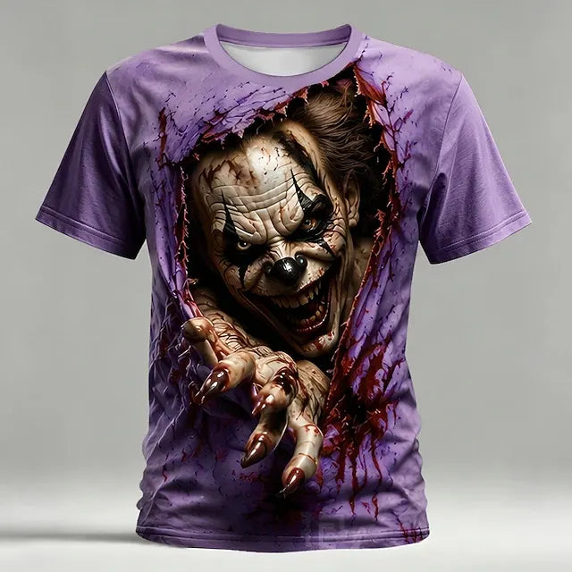 Halloween Men's Optical Illusion Creepy Clown 3d T-shirt