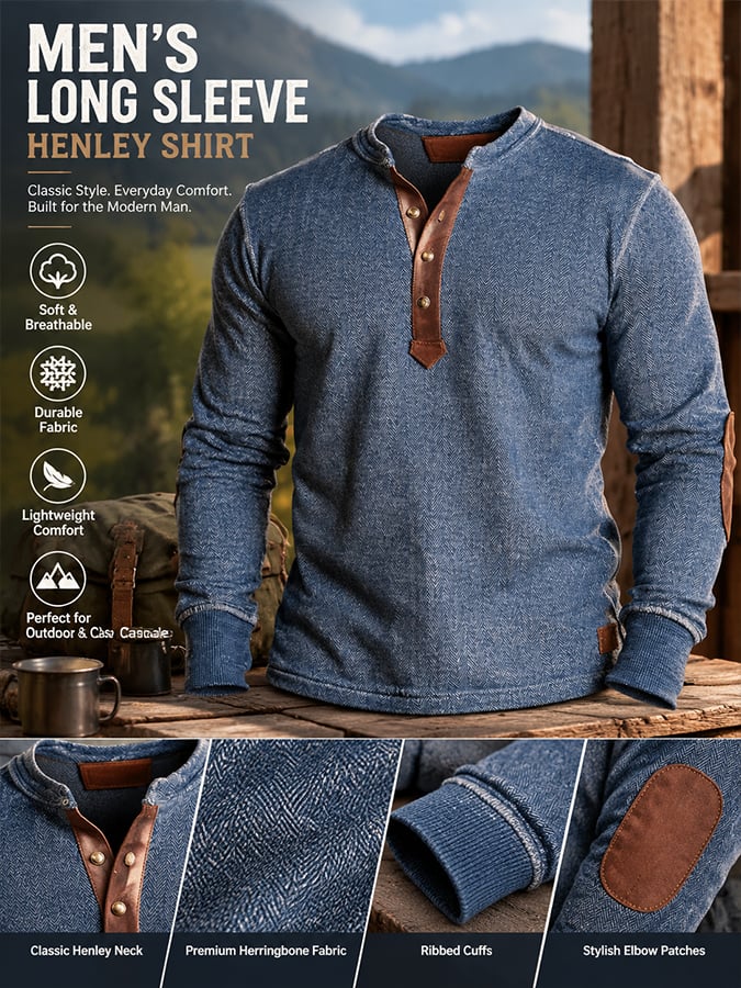 Men's Vintage Comfortable Henley T-Shirt