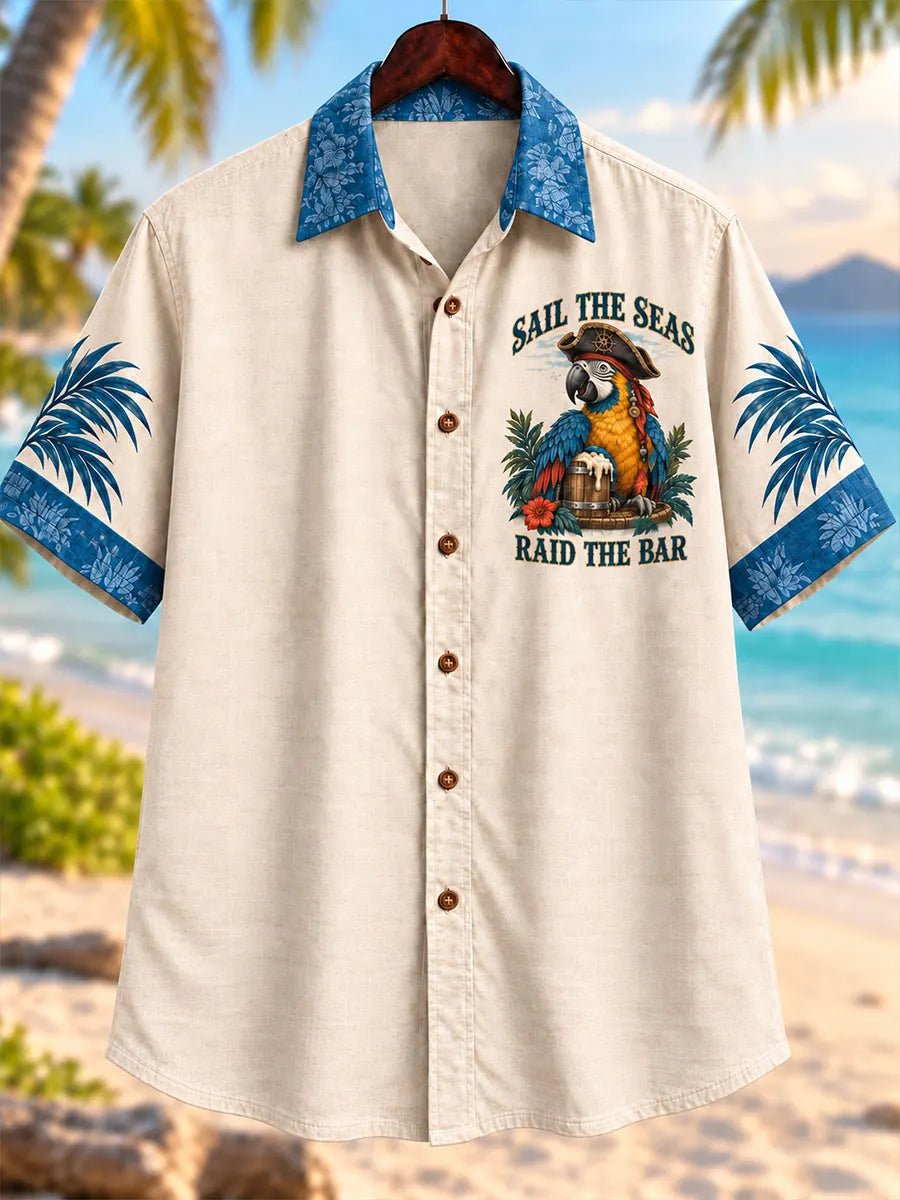 Sail the Seas, Raid the Bar Pirate Parrot Tropical Shirt