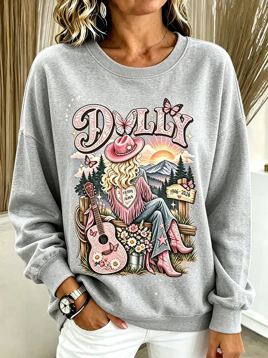 Women'S Commemorative Printed Round Neck Hoodie
