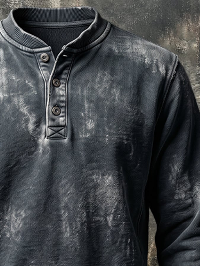 Men's Vintage Comfort Henley Sweatshirt
