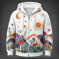 Men's Fantasy Art Sun Moon Mushroom Forest Print Zip-Up Hoodie