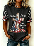 250Th Anniversary Commemorative Faith Glitter Printed Round Neck Top In The United States