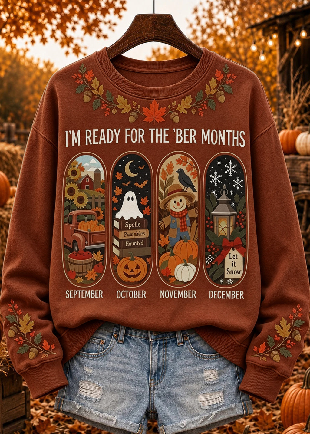 Women's Autumn And Winter Theme Pattern Design Casual Sweatshirt