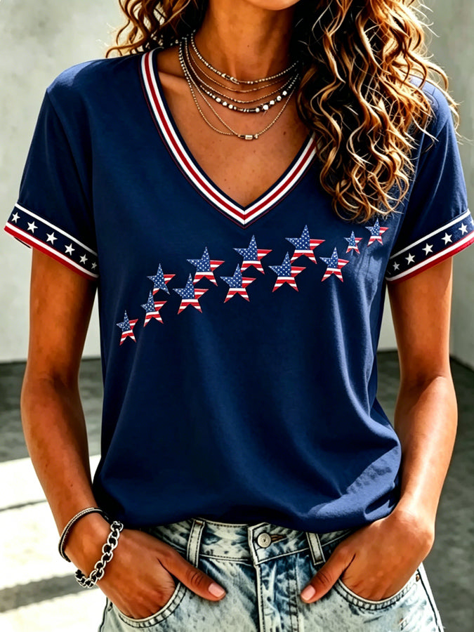 Women'S 250Th Anniversary Printed Casual V-Neck Top In The United States