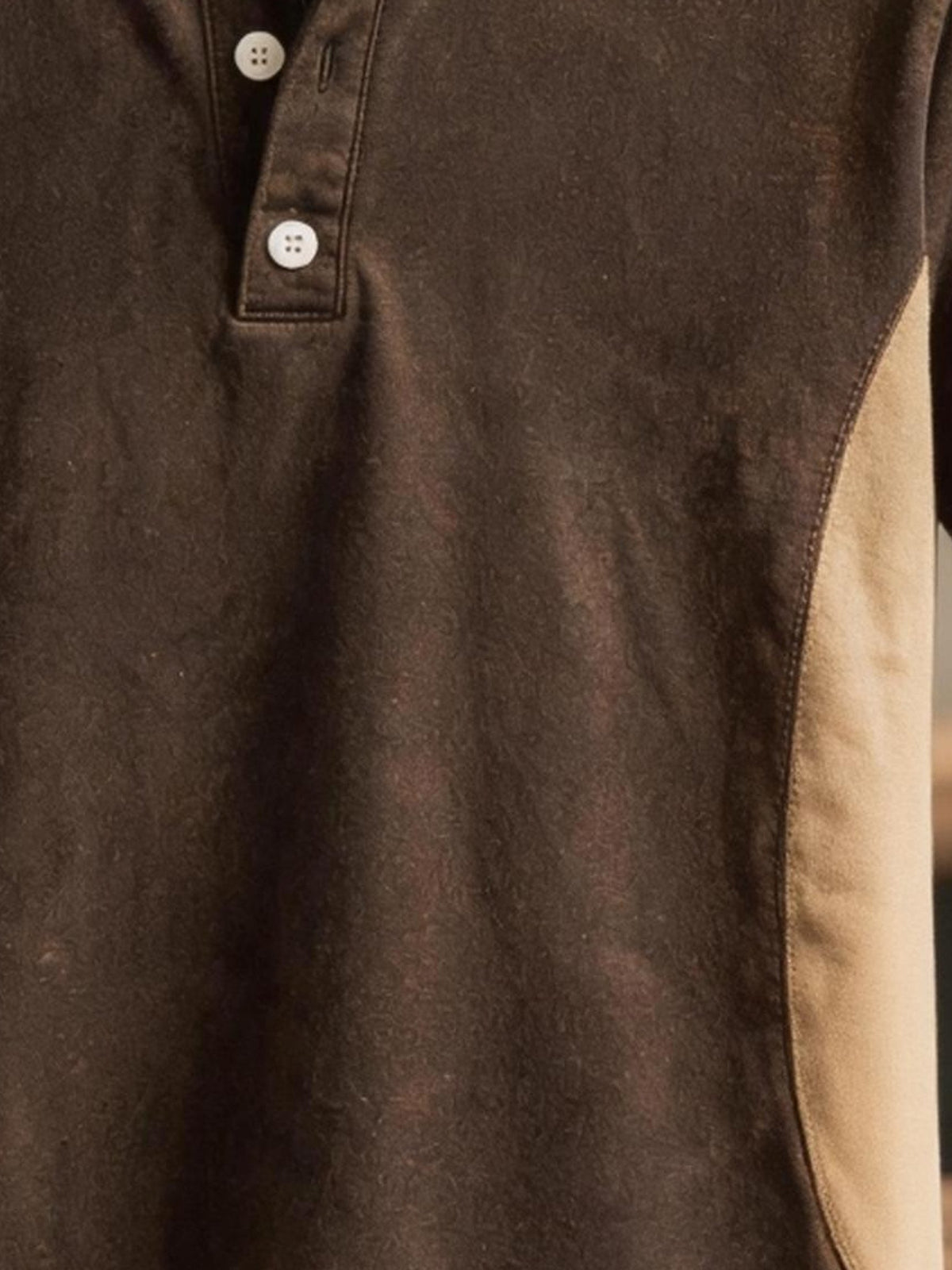 Men's Retro Color-Block Short-Sleeve Henley T-Shirt