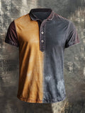 Men's retro colorblock short-sleeved polo shirt