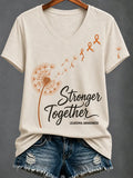 Women'S Casual Leukemia Awareness Print Short-Sleeve T-Shirt