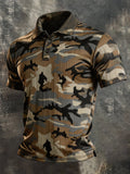 Men's Retro Color-Block Short-Sleeve Polo Shirt