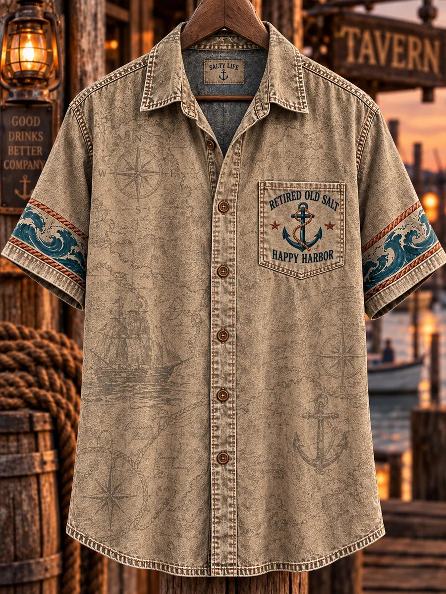 Men’s Vintage Old Salt Pirate Short Sleeve Shirt