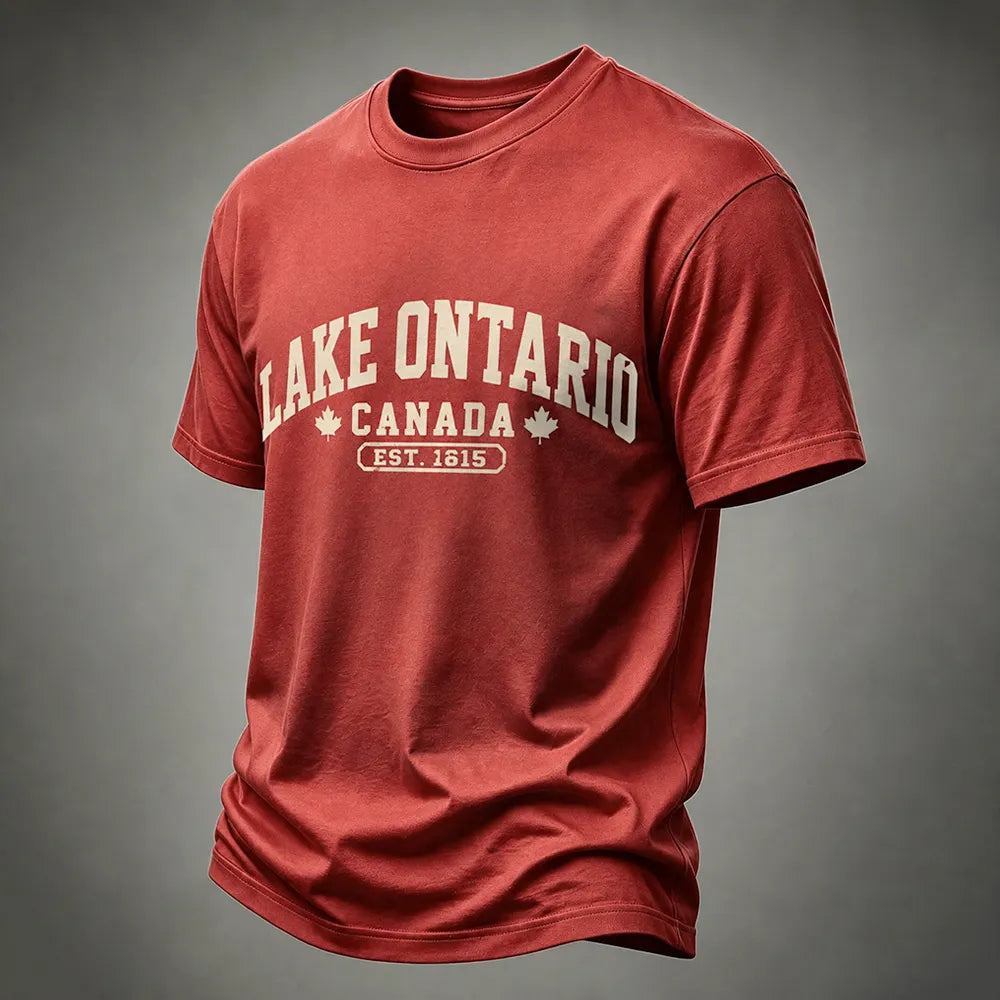 Men's Vintage Lake Ontario Printed Crew Neck T-shirt