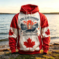 Men's Retro Lake Ontario And Maple Leaf Print Hoodie