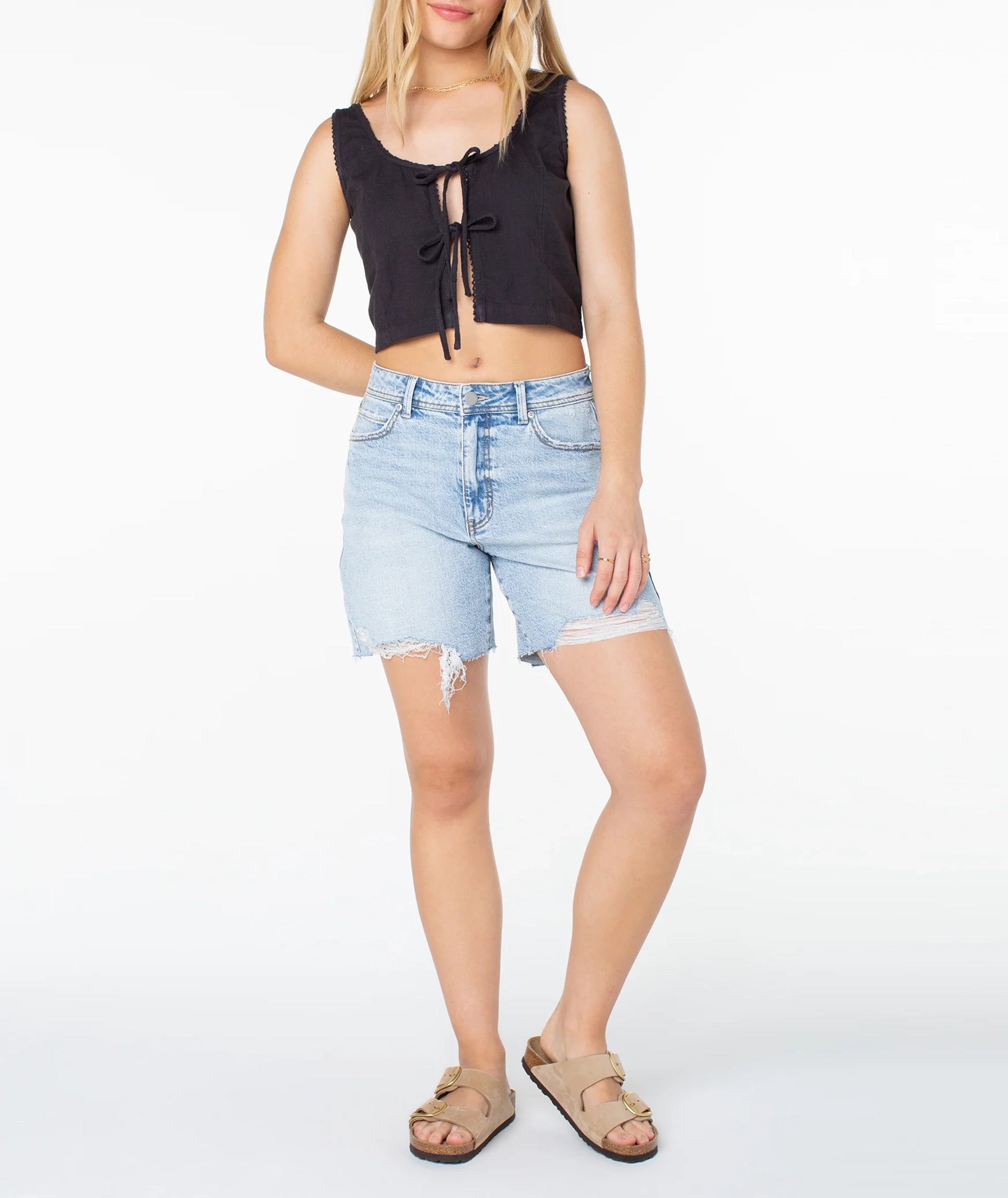 Bow-Tie Lace-Up Round Neck Vest
