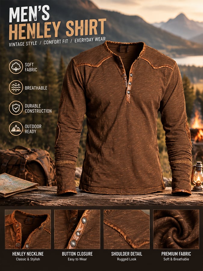Men's Vintage Comfortable Henley T-Shirt