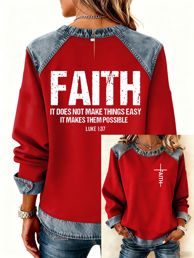 Women's Casual Faith Print Sweatshirt