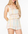 Colorful Striped Lace Cutout Back Tank Top