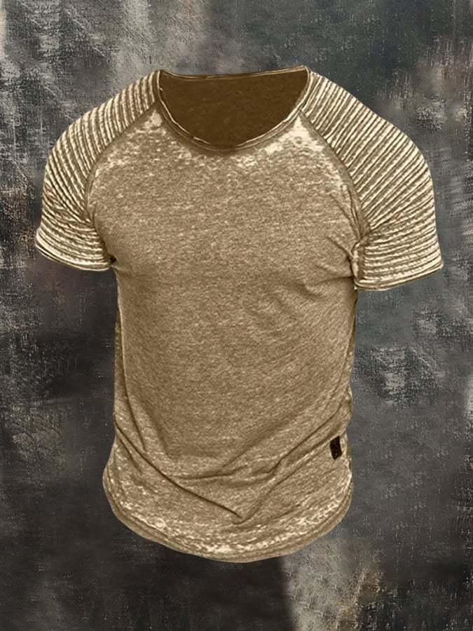 Men's classic casual washed round neck short sleeve t-shirt