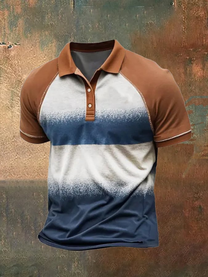 Classic, casual polo shirt with color block design for men