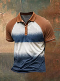 Classic, casual polo shirt with color block design for men