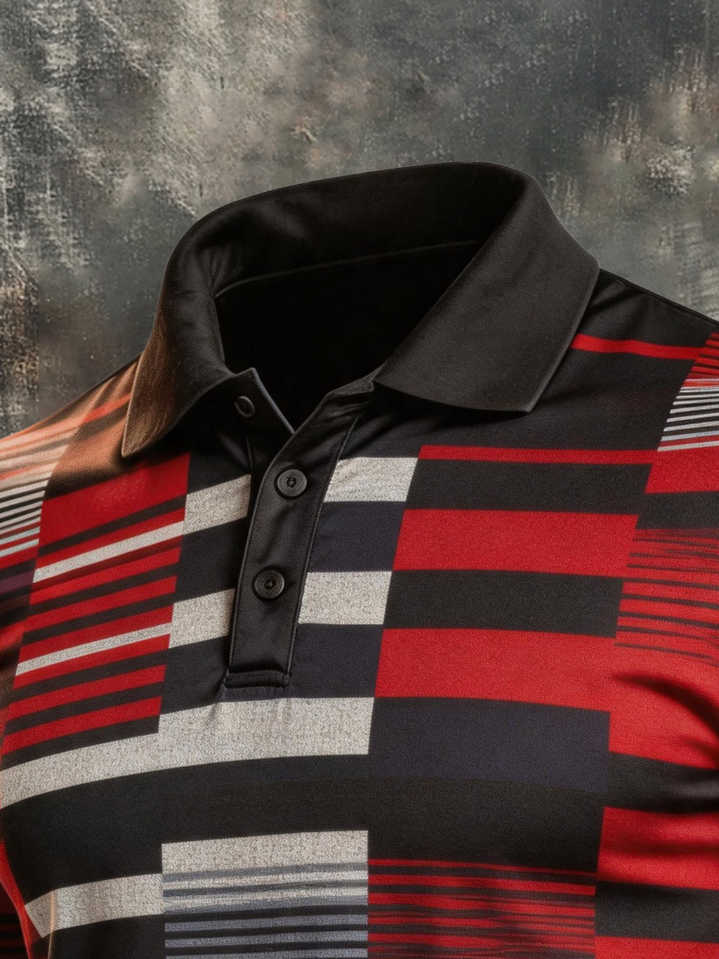Men's Retro Color-Block Short-Sleeve Polo Shirt