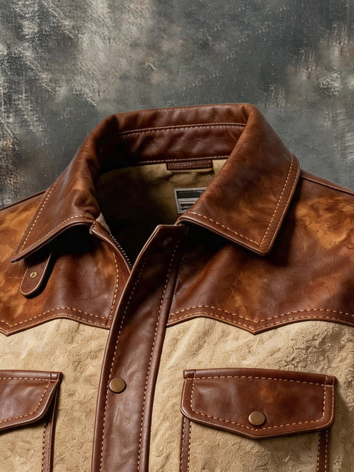 Men’s Vintage-Style Leather-Paneled Multi-Pocket Utility Vest