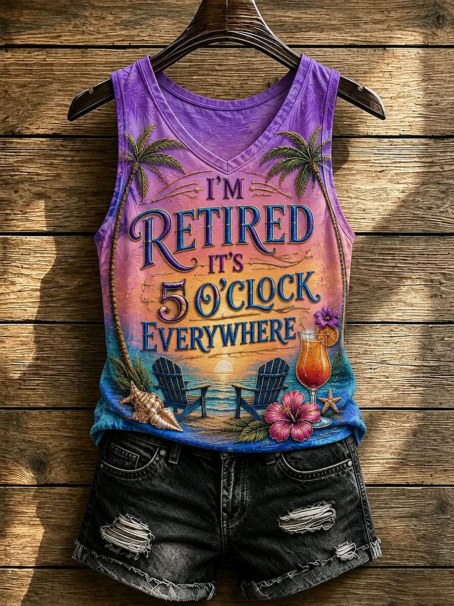 I’m Retired It’s 5 O’Clock Everywhere Beach Cocktail Women’s Tank Top